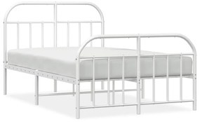353700 vidaXL Cadru de pat metalic cu tăblie, alb, 120x200 cm