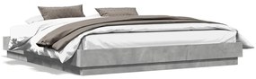 3209768 vidaXL Cadru de pat cu lumini LED, gri beton, 200x200 cm