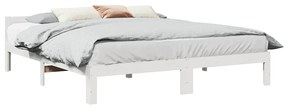 vidaXL Cadru de pat fără saltea, alb, 160x200 cm, lemn masiv pin