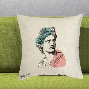 Perna Decorativa Bust Grec Vaporwave, 40x40 cm, Ecru, Husa Detasabila, Perna Inclusa, BEKZ®