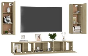 Set dulapuri TV, stejar Sonoma, 5 piese, PAL Stejar sonoma, 60 x 30 x 30 cm (3 pcs), 1
