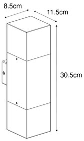 Lampă de perete exterioară neagră cu abajur opalescent 2 lumini IP44 - Denmark