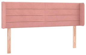 Tablie de pat cu LED, roz, 147x16x78 88 cm, catifea 1, Roz, 147 x 16 x 78 88 cm