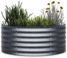 High Grow Half Circle, ghiveci înălțat semicircular, 105x43x60 cm, din tablă ondulată de oțel, ușor de asamblat, rezistent la rugină și îngheț