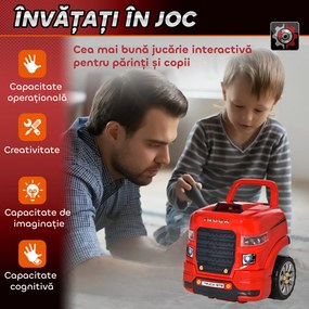 Homcom, camion de jucarie, cu functii si accesorii, 3-5 ani, rosu | Aosom Romania