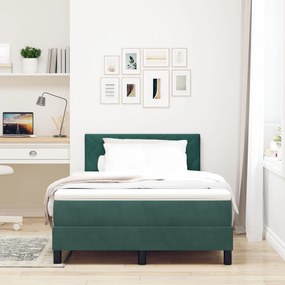 vidaXL Pat box spring cu saltea &amp; LED, gri închis, 120x200 cm catifea