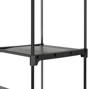 Dulap textil pentru depozitare MATIS, 140 x 174 cm, gri, cu rafturi și bară pentru umerașe