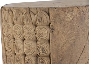 Coloană decorativă din lemn masiv de tec, maro, cu Buddha sculptat manual, finisaj natural, 103 x 40 x 40 cm, „Ayutthaya”