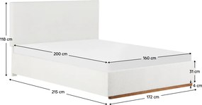 Pat cu somieră si spaţiu de depozitare 160x200, alb, NUVOLA