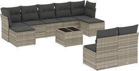 vidaXL Set canapele de grădină cu perne 10 piese gri deschis poliratan