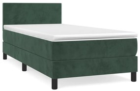 3141152 vidaXL Pat box spring cu saltea, verde închis, 80x200 cm, catifea