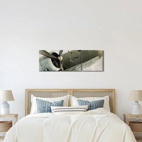 Tablou - Avion vechi cu elice (cu ceas) (90x30 cm)