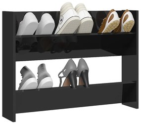 Pantofare de perete, negru extralucios, 80x18x60 cm, PAL negru foarte lucios, 80 x 18 x 60 cm, 1, 1, 1