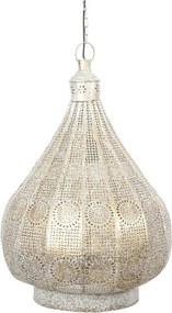 Lustră suspendată din metal, alb și auriu, 55 x 40 cm, „Milly”