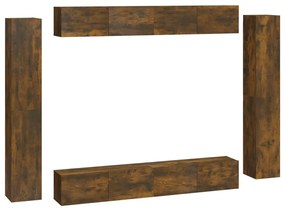 vidaXL Set dulap TV, 8 piese, stejar fumuriu, lemn prelucrat