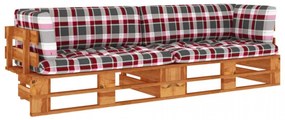 Canapea din paleți 2 locuri cu perne maro miere lemn pin tratat
