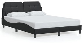 3214110 vidaXL Cadru de pat cu lumini LED, negru, 140x200 cm, piele ecologică