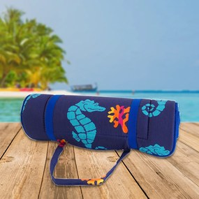 Sezlong de plaja rulat CALUT DE MARE 148x52 cm, albastru