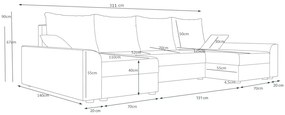 Supermobel Canapea extensibilă în formă de U DENVER N, 311x90x140, sawana 14/sawana 13