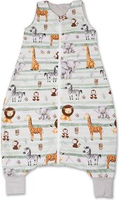 Sac de dormit  de vara cu picioare pentru copii 3-5 ani Kidizi Safari Green, 0.5 tog, bumbac 100%