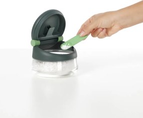 Recipient pentru sare/zahar/condimente Lekue 1009488, Ø12,4x10,1 cm, Sticla borosilicata, Lingura de masurare, +4°C / +80°C, Negru