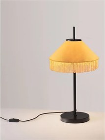 Veioza cu abajur din catifea si franjuri galben mustar VELVY