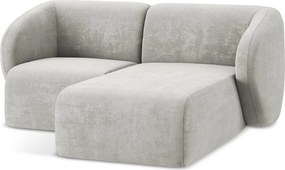 Colțar gri deschis cu tapițerie din chenille (cu colț pe partea dreaptă/cu șezlong) Lani – Makamii