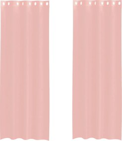 vidaXL Perdele Voile cu Oelii 2 buc Roz 140x300 cm