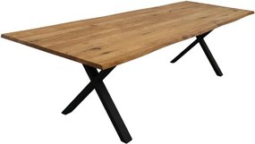 Masa Dining din Lemn Masiv de Stejar cu Picioare Metalice, 8-12 Persoane - BERGO