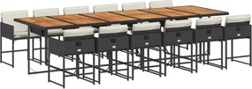 vidaXL Set mobilier de grădină cu perne, 13 piese, negru, poliratan