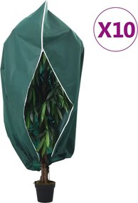 vidaXL Protecții fleece plante, fermoar, 10 buc, 70 g/m² 1,55x1,55 m