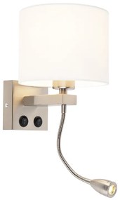 Lampa de perete moderna din otel cu abajur alb - Brescia