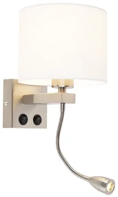 Lampa de perete moderna din otel cu abajur alb - Brescia
