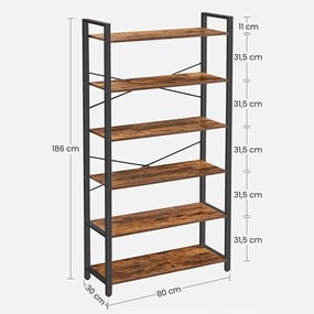 RAI42 - Rafturi 80 cm, pentru birou, living, hol, stil industrial - Maro