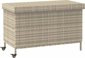 vidaXL Cutie de depozitare de grădină cu roți gri deschis Poly Ratan