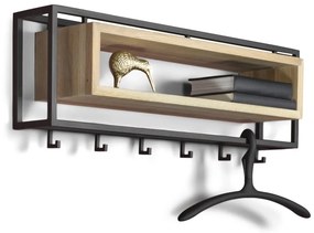 Cuier de perete negru/în culoare naturală cu raft din metal 78 cm School – Spinder Design