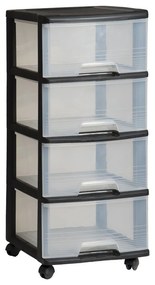 Etajeră pe roți neagră/transparentă din plastic 37x80,5 cm – Curver