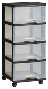 Etajeră pe roți neagră/transparentă din plastic 37x80,5 cm – Curver