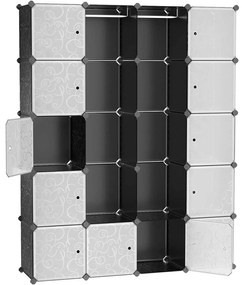 Dulap cu 2 bare de haine, dulap combinat modular, negru