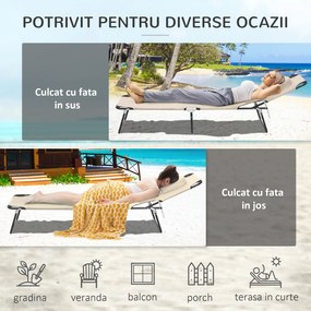 Outsunny Sezlong de Gradina Piabil, Pat pentru Plaja | Aosom Romania