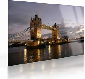 Tablou pe sticlă - Tower Bridge la noapte (70x50 cm)