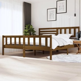 3101176 vidaXL Cadru de pat, maro miere, 200x200 cm, lemn masiv