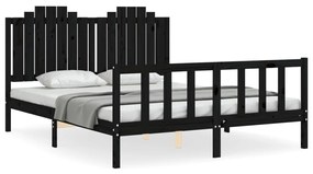 3192310 vidaXL Cadru de pat cu tăblie, negru, 160x200 cm, lemn masiv