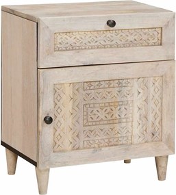 vidaXL Dulap de noapte cu ușă Bej 50 x 33 x 60 cm Lemn masiv de acacia