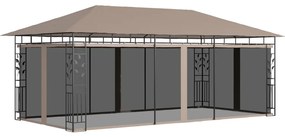 Pavilion cu plasa anti-tantari, gri taupe, 6x3x2,73 m, 180 g m   Gri taupe, 6 x 3 x 2.73 m