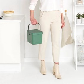 Brabantia Coș de colectare selectivă a deșeurilor Sort&Go 1003233, 6 l, Mâner, Montabil pe perete, Verde închis