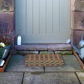 Covoraș de intrare din fibre de nucă de cocos 40x60 cm Pink and Blue Check – Artsy Doormats