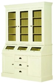 Vitrina galbena din lemn masiv, aspect vintage, Country