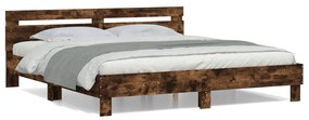 3207410 vidaXL Cadru de pat cu tăblie stejar fumuriu 160x200 cm lemn prelucrat
