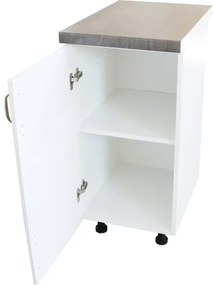 Corp inferior cu 1 Usa Zebra, Alb/MDF Alb mat, si blat Beton 40 x 85 x 60